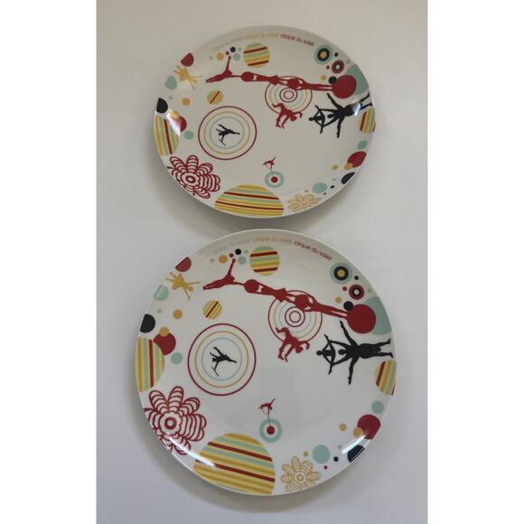 Set of 2 CIRQUE DU SOLEIL Dinner Plates 10 1/2" Retro MCM - Picture 1 of 8